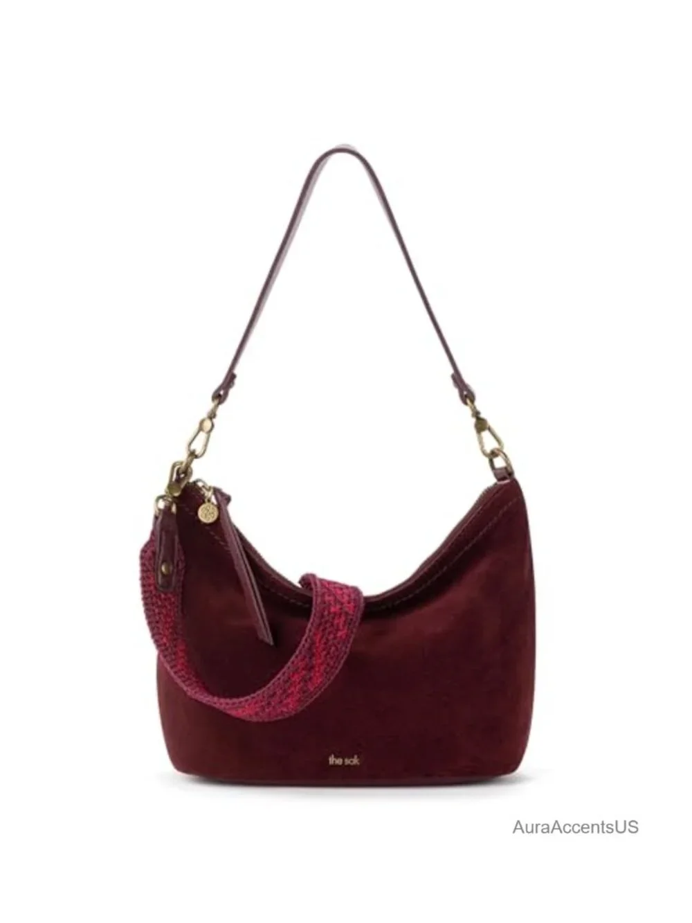 Leather Small Hobo Shoulder Bag Detachable Strap Zipper Everyday Purse